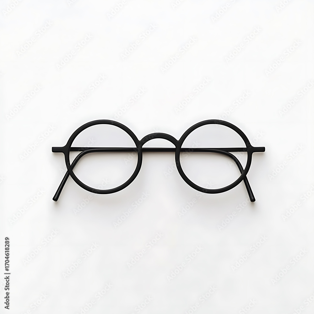 Fototapeta premium A pair of black round-framed eyeglasses on a white background