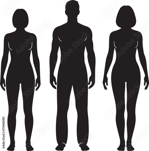 Human Silhouettes Standing Side by Side