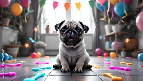 Adorable Pug Puppy's Birthday Bash
