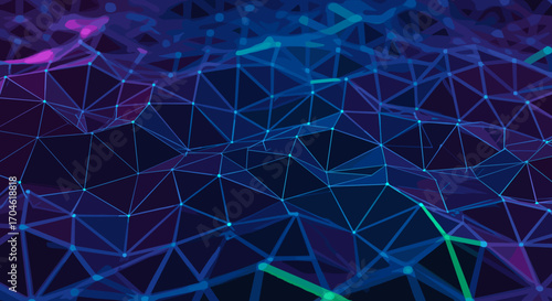 Abstract Digital Network Connections Futuristic Neon Lights Data Flow Background