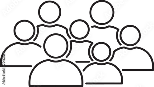 Group of People Icon in Black and White
