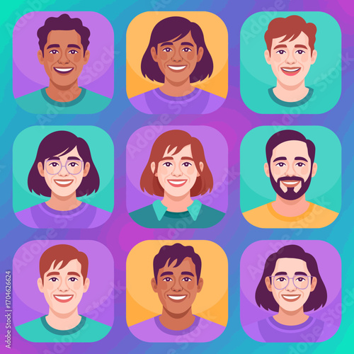 The image depicts characters engaging in virtual meetings, showcasing technology's role in communication and collaboration in a modern digital world.