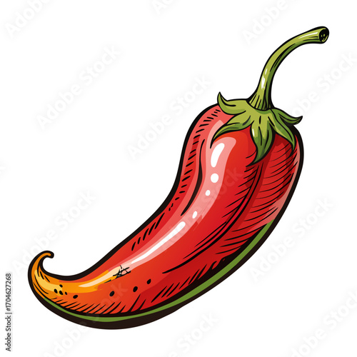 vector Hand drawn chili pepper sketch style, isolated on white background