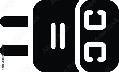 Black silhouette of a modern usb power adapter with two pins