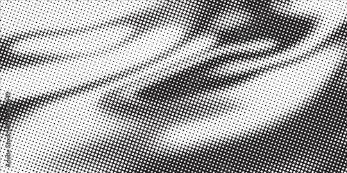 Halftone faded gradient texture. Grunge halftone grit background. White and black sand noise wallpaper. Retro pixilated vector backdrop