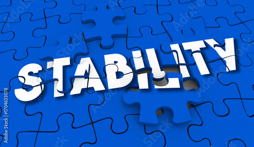 Stability Puzzle Word Protect From Risk Safe Secure 3d Illustration