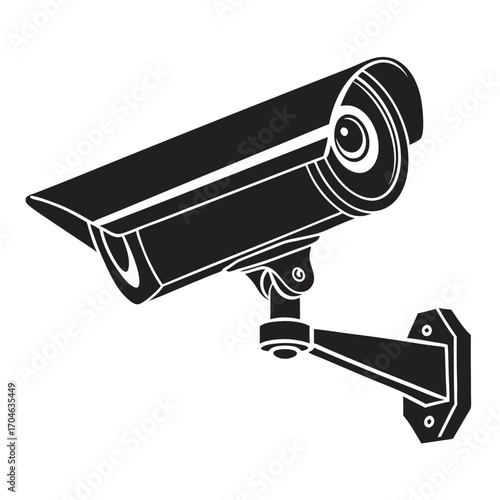 Black Silhouette of a Surveillance Security Camera Mounted on a Wall Bracket cctv monitoring