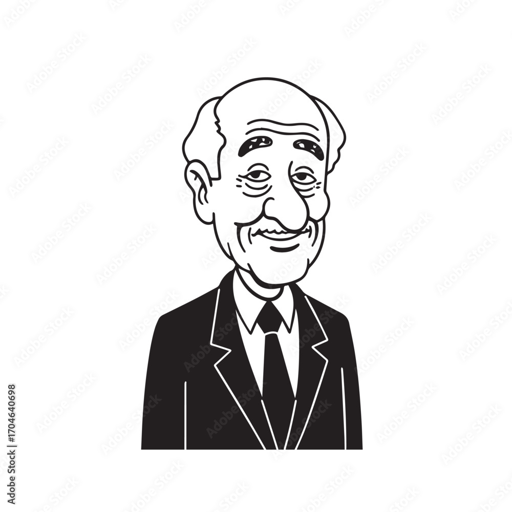 Old man with formal suit black and white vector illustration for classic portrait artwork design
Old man with formal suit black and white vector illustration for classic portrait artwork design