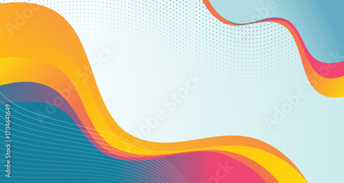 Retro color  flowing wave groovy colorful wavy pattern background for slide presentation banner with space of text