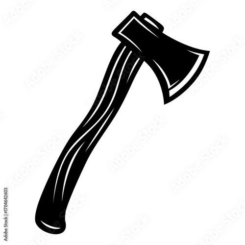 Axe Vector Icon – Black and White Woodcutter Tool Illustration