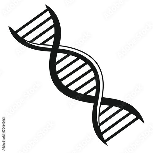Black and White Stylized DNA Double Helix Icon on a White Background molecule genetics