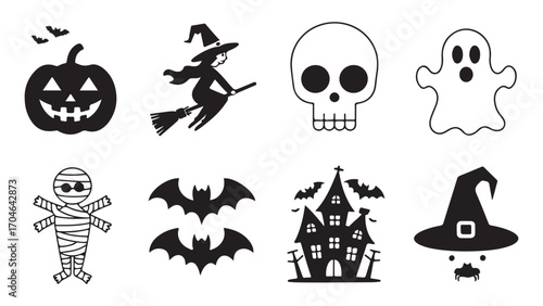 Spooky halloween night scene with haunted elements