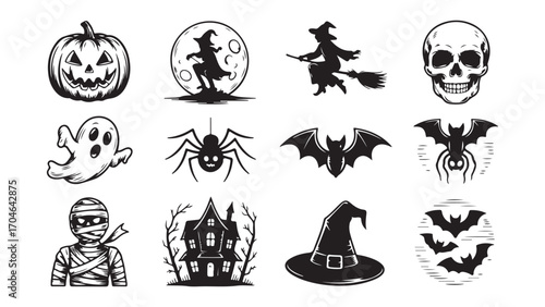 Spooky halloween night scene with haunted elements