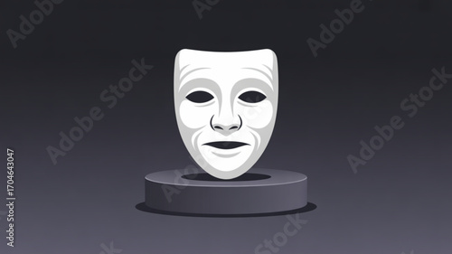 White theatrical mask drama comedy emotion expression stage performance acting art design illustration 100
