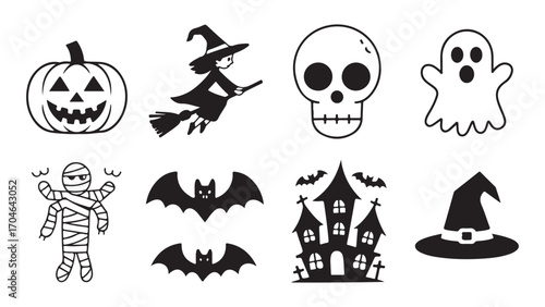 Spooky halloween night scene with haunted elements