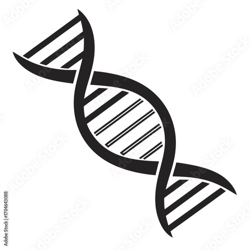 Black Silhouette of aDNA Double Helix Molecule on a White Background genetics