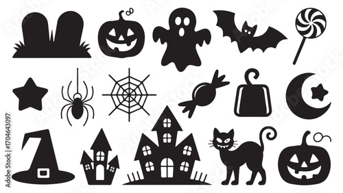 Spooky halloween night scene with haunted elements