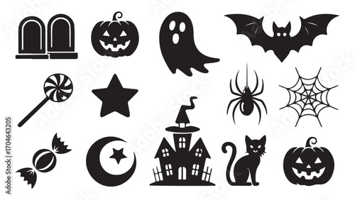 Spooky halloween night scene with haunted elements