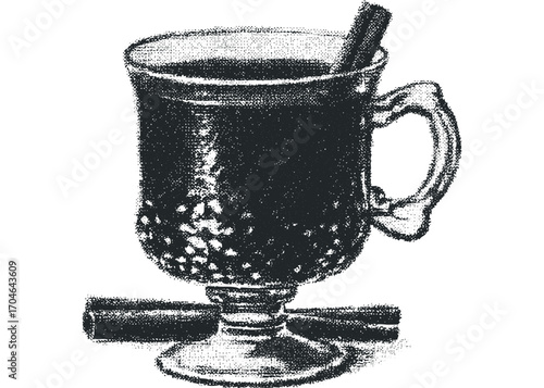 Hot Beverage with Cinnamon Sticks Transparent. Vector hand drawn illustration
