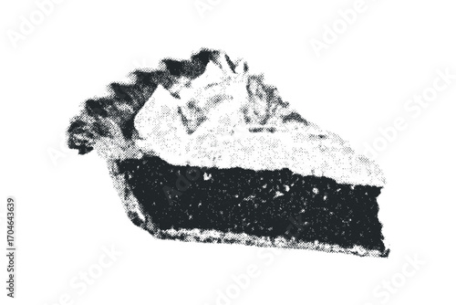 Slice of dessert pie with textured crust and filling. Vector hand drawn illustration