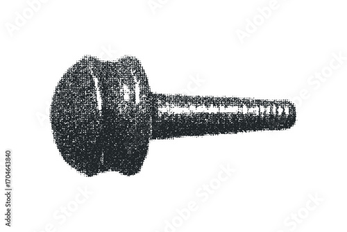 Bolt with textured head transparent. Vector hand drawn illustration