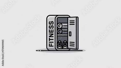 Fitness locker room with gym equipment vector illustration for health and wellness concept design