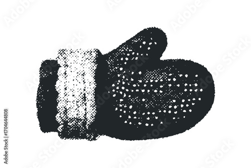 Hand Drawn Single Mitten Image Isolated on White Background. Vector hand drawn illustration