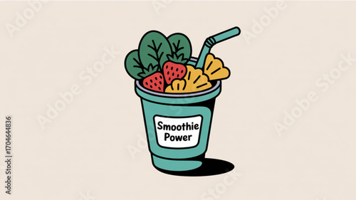 Delicious fruit smoothie recipe with strawberry pineapple and spinach for healthy eating and wellness lifestyle