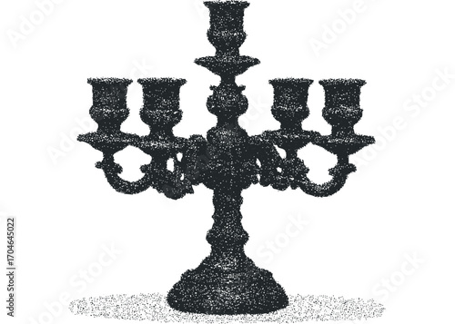 Stippled Candelabra Image with Transparent Background. Vector hand drawn illustration