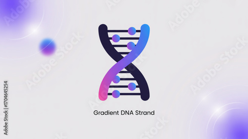 Gradient dna strand illustration for science research genetic biology healthcare and medical concepts design