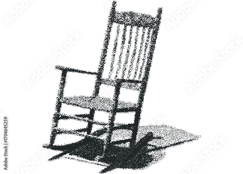 Wooden rocking chair with textured effect. Vector hand drawn illustration