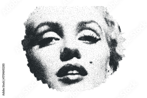 Portrait of a woman's face in stipple technique. Vector hand drawn illustration