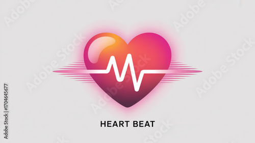 Heartbeat vector illustration for medical health concept cardiology pulse rate heart rhythm ekg monitoring design