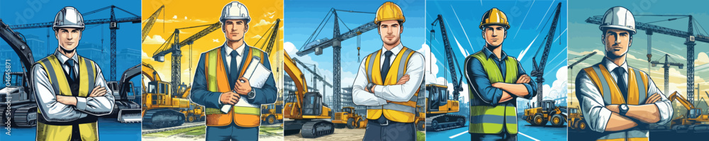 custom made wallpaper toronto digitalVector image of a contractor with a heavy equipment background