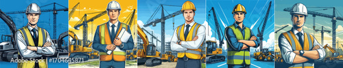 Wallpaper Mural Vector image of a contractor with a heavy equipment background Torontodigital.ca