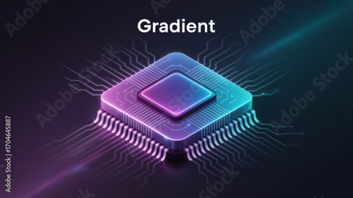 Gradient background with chip technology and circuit design for modern tech and innovation concept design