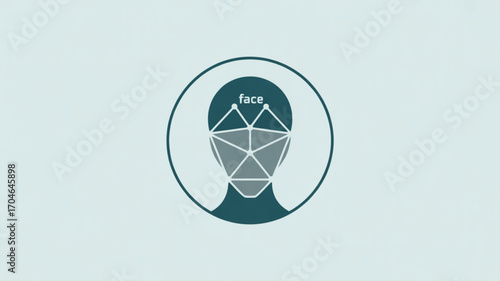 Face recognition technology illustration for ai and biometric identification systems design concept
