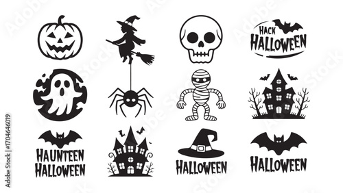Spooky halloween t shirt design with classic elements