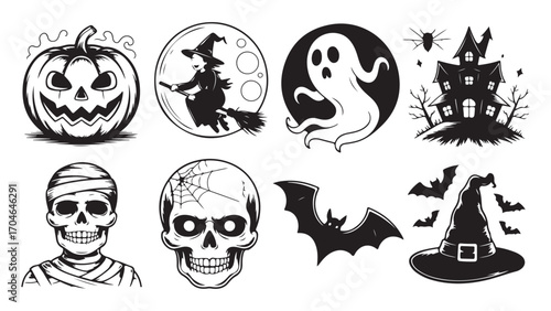 Spooky halloween t shirt design with classic elements