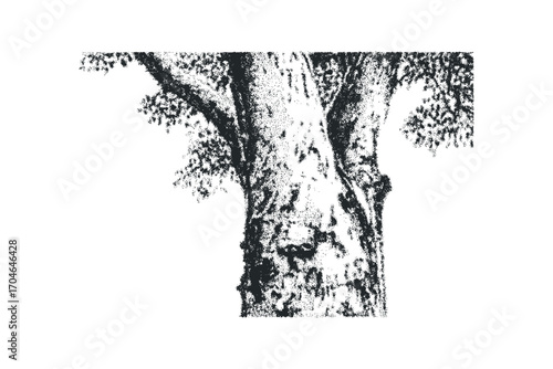 Textured tree trunk and branches. Vector hand drawn illustration