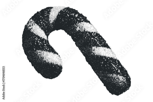 Stipple Textured Candy Cane. Vector hand drawn illustration