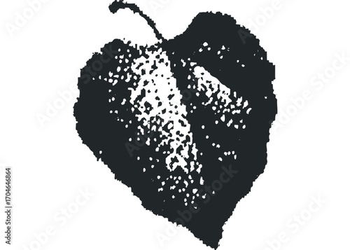 Ink Stamped Leaf Shape on Transparent Background. Vector hand drawn illustration