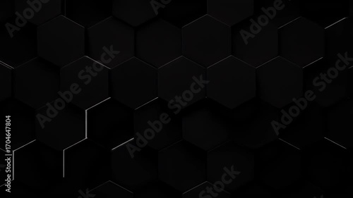 3D Animated Black Hexagons With Glowing White Backlight Texture
