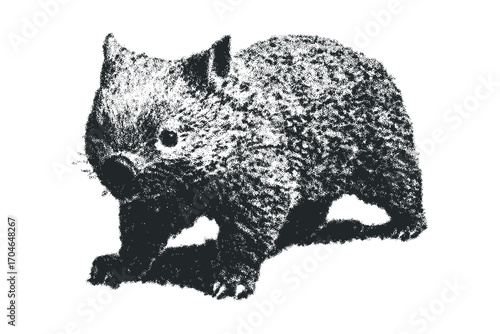 Wombat Animal on Transparent. Vector hand drawn illustration