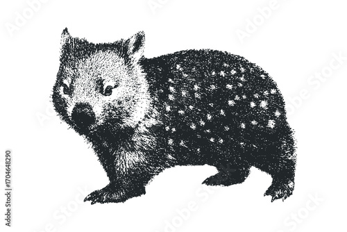 Wombat animal sketch image. Vector hand drawn illustration