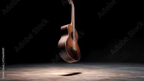 Acoustic guitar floating