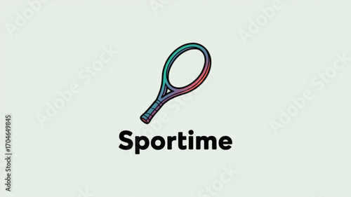 Tennis racket vector illustration for sport equipment and game design with colorful outline style design