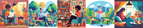  Vector image of a person reading a newspaper