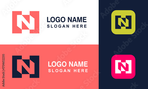Creative NH or HN text logo