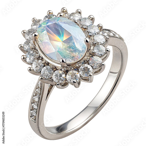 Sparkling oval diamond halo ring with dazzling brilliance, a symbol of luxury, elegance, and eternal love for any special occasion.